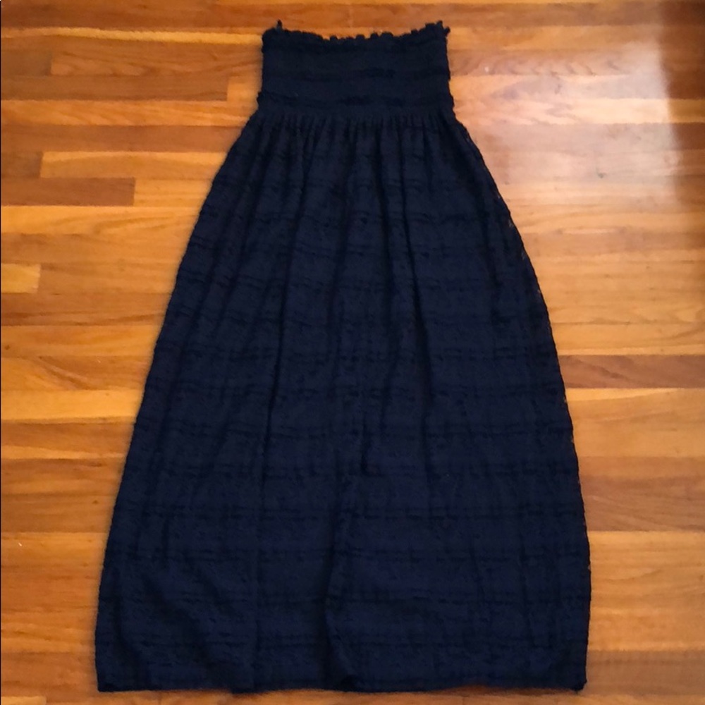 Navy blue lace maxi dress